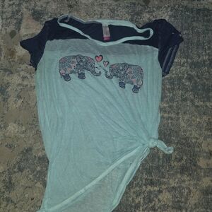 No Boundaries Teal and Navy Elephant Tee